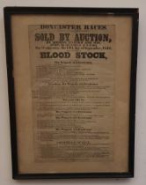 A 19th century Doncaster Races horse auction poster, dated 1848, framed and glazed, 30cm x 40.5cm.