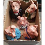 Set of 5 Nat West piggy banks by Wade - all with stoppers