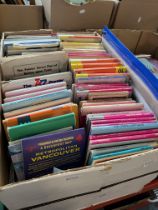 A box of OS maps and 3 boxes of books