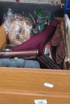 A box of ladies purses, gloves, clutch bags etc