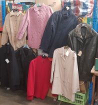 8 various jackets - 2 leather, 2 quilted, some with tags still attached