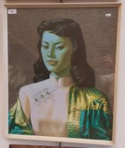 After Tretchikoff, 'Miss Wong', mid 20th century colour print, 50cm x 60cm, framed and glazed 63cm x