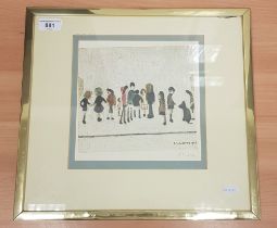 Laurence Stephen Lowry, 'Group of Children', signed print, from a run of 850, 7" x 8" with artist'