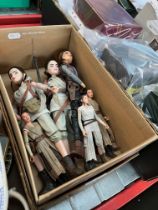 A box of Star Wars Rey figures, Forces of Destiny, etc, 6 in total.