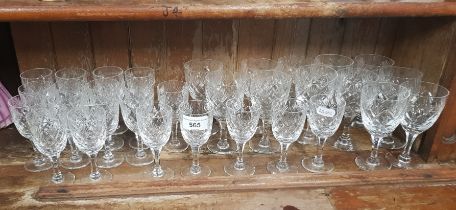 Webb Corbett crystal drinking glasses in two sizes in the Angelique design - 32 glasses in total