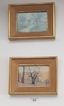 A set of four watercolours signed 'Serghey', landscape scenes with trees, 14.5cm x 9.5cm, each