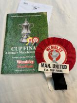 A 1979 FA Cup Final programme with rosette.