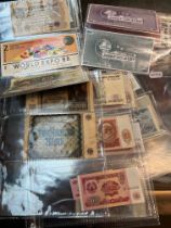 A collection of world banknotes