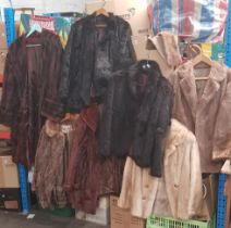 Various vintage fur jackets, mink neck scarf and hat, 9 items in total.