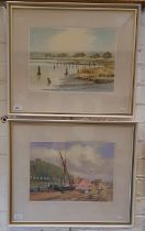 Jack Savage (British, 20th century), pair of watercolours, one with boats, 36.5cm x 26cm, each