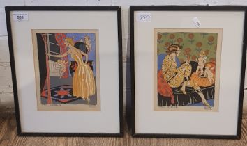 After Carlos Bady (French 20th century), pair of hand coloured illustrations from the series '