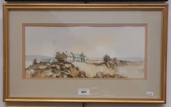 Geoff Bartlett (British 20th century), watercolour, landscape scene, 38.5cm x 16.5cm, signed to