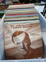 A collection of vinyl LP records, various artists.