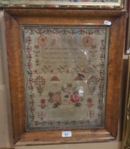 A 19th century sampler dated 1898, framed and glazed.