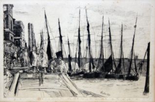 James Abbott McNeil Whistler (1834-1903), Billingsgate, drypoint etching, 22.5cm x 14.5cm, glazed