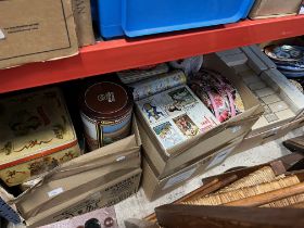 2 boxes of assorted vintage tins