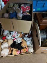 2 boxes of assorted soft toys to include ty etc.