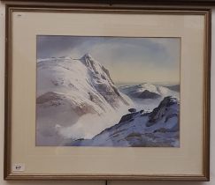 Vivienne Pooley (British 20th/21st century), watercolour, winter mountain landscape, 46.5cm x 35.