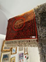 A wool runner, red ground, by Shiraz, appx 67 x 250 cm