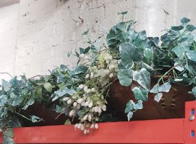 2 artificial ivy plants in large copper basins