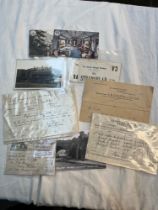 A bag of railway ephemera including Irish, and a box of train related pictures and items including