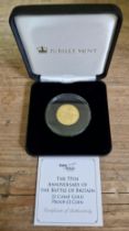 A Jubilee Mint 'THE 75TH ANNIVERSARY OF THE BATTLE OF BRITAIN 22-CARAT GOLD PROOF £1 COIN',