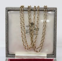 Two 9ct gold belcher chains, lengths, 46cm & 54cm, weight 12.2g.