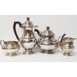 A George V four piece silver tea service, William Suckling, Birmingham 1930, gross weight 53.7ozt.