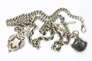 Two Albert watch chains, lengths 38cm and 41cm.