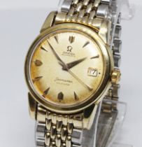 A gold plated Omega Seamaster Calendar watch, circa 1958, ref. 2849, cal. 503, case diam. 35mm,