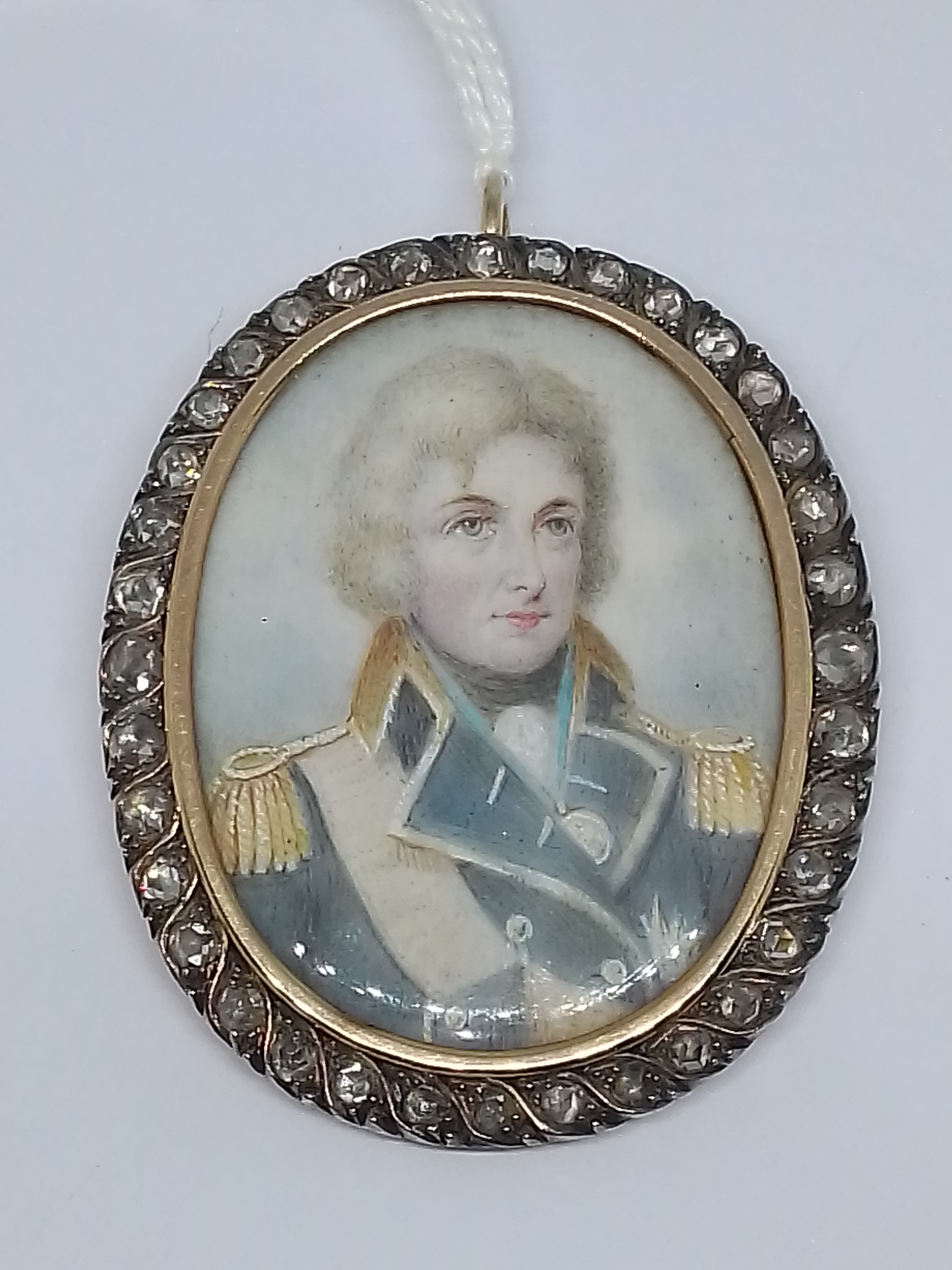 A late 18th century portrait miniature on ivory, circa 1790, depicting Lord Nelson, surrounded by - Image 7 of 7
