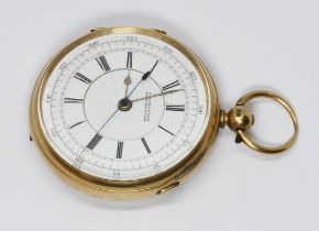 A hallmarked 18ct gold open faced pocket watch, the dial signed 'G Aaronson Manchester', diameter
