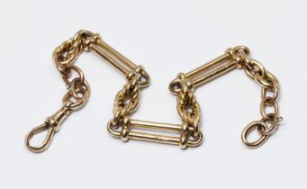 A 9ct gold trombone link bracelet, length 21cm, weight 22.6g. Condition - good, missing safety chain