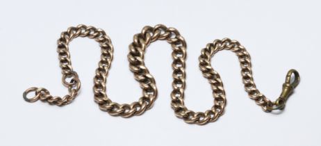 A graduated link Albert chain, marked '9' and '.375', base metal dog clip clasp, length 40cm, weight
