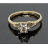 A single stone diamond ring, indistinctly marked, gross wt. 2.4g, size K.