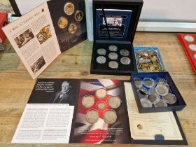 A box of assorted GB coins & incomplete coin sets to include 18th/19th century examples