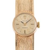 A LADIES 9CT SOLID GOLD ROLEX PRECISION BRACELET WATCH CIRCA 1960s, WITH ROLEX BOX & GUARANTEE