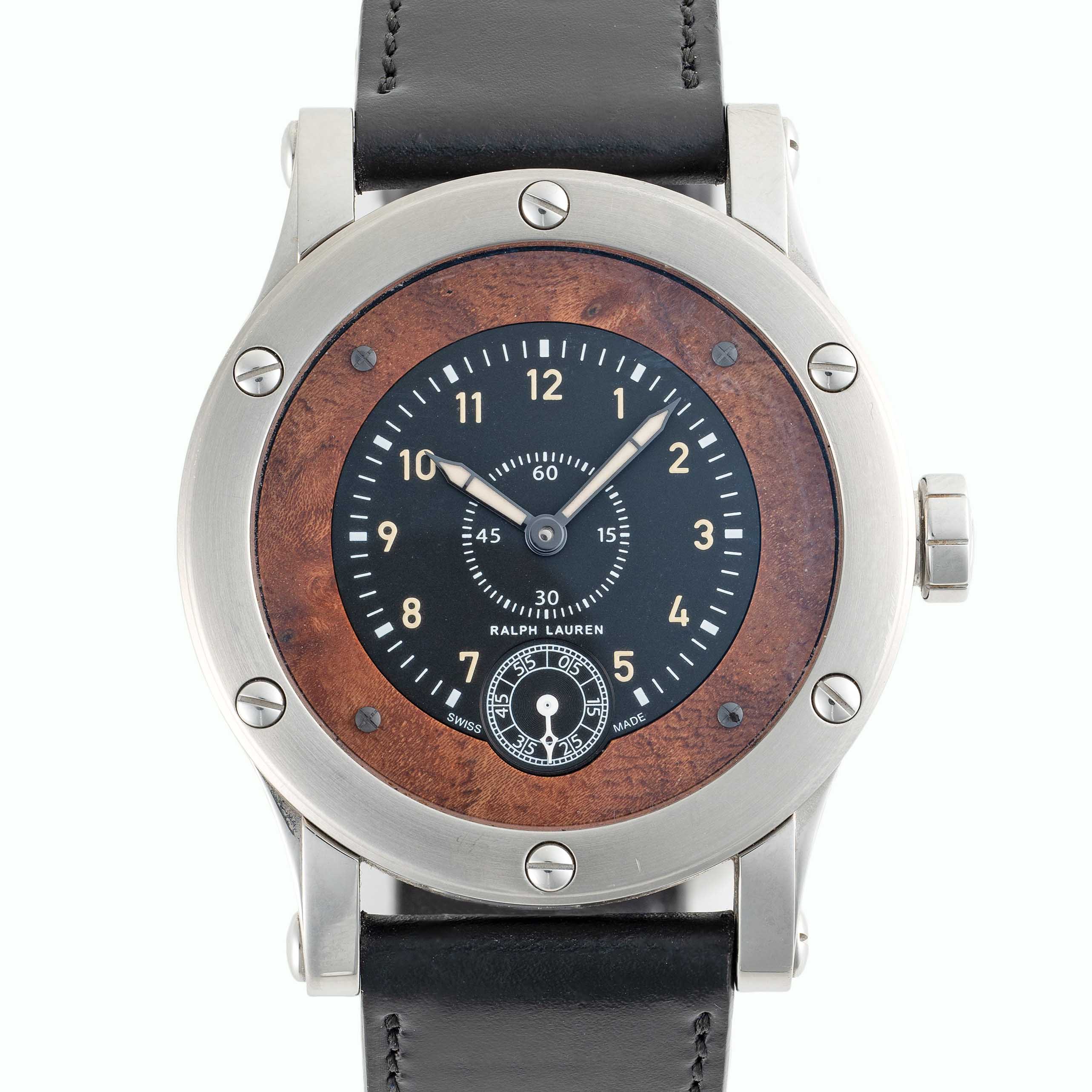 A GENTLEMAN'S STAINLESS STEEL RALPH LAUREN SPORTING CLASSIC 45 WRIST WATCH DATED 2011, REF. K02200/