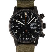 A GENTLEMAN'S SIZE PVD COATED STAINLESS STEEL FORTIS PILOT PROFESSIONAL AUTOMATIC CHRONOGRAPH