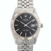 A GENTLEMAN'S SIZE STEEL & WHITE GOLD ROLEX OYSTER PERPETUAL DATEJUST "TURNOGRAPH" BRACELET WATCH