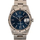 A GENTLEMAN'S SIZE STAINLESS STEEL ROLEX OYSTER PERPETUAL DATE BRACELET WATCH DATED 2005, REF. 15210