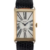 A GENTLEMAN'S SIZE 9CT SOLID GOLD ROLEX RECTANGULAR WRIST WATCH CIRCA 1938, REF. 829 Movement: 15