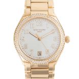 A FINE LADIES 18K SOLID ROSE GOLD & DIAMOND PATEK PHILIPPE TWENTY-4 AUTOMATIC BRACELET WATCH DATED