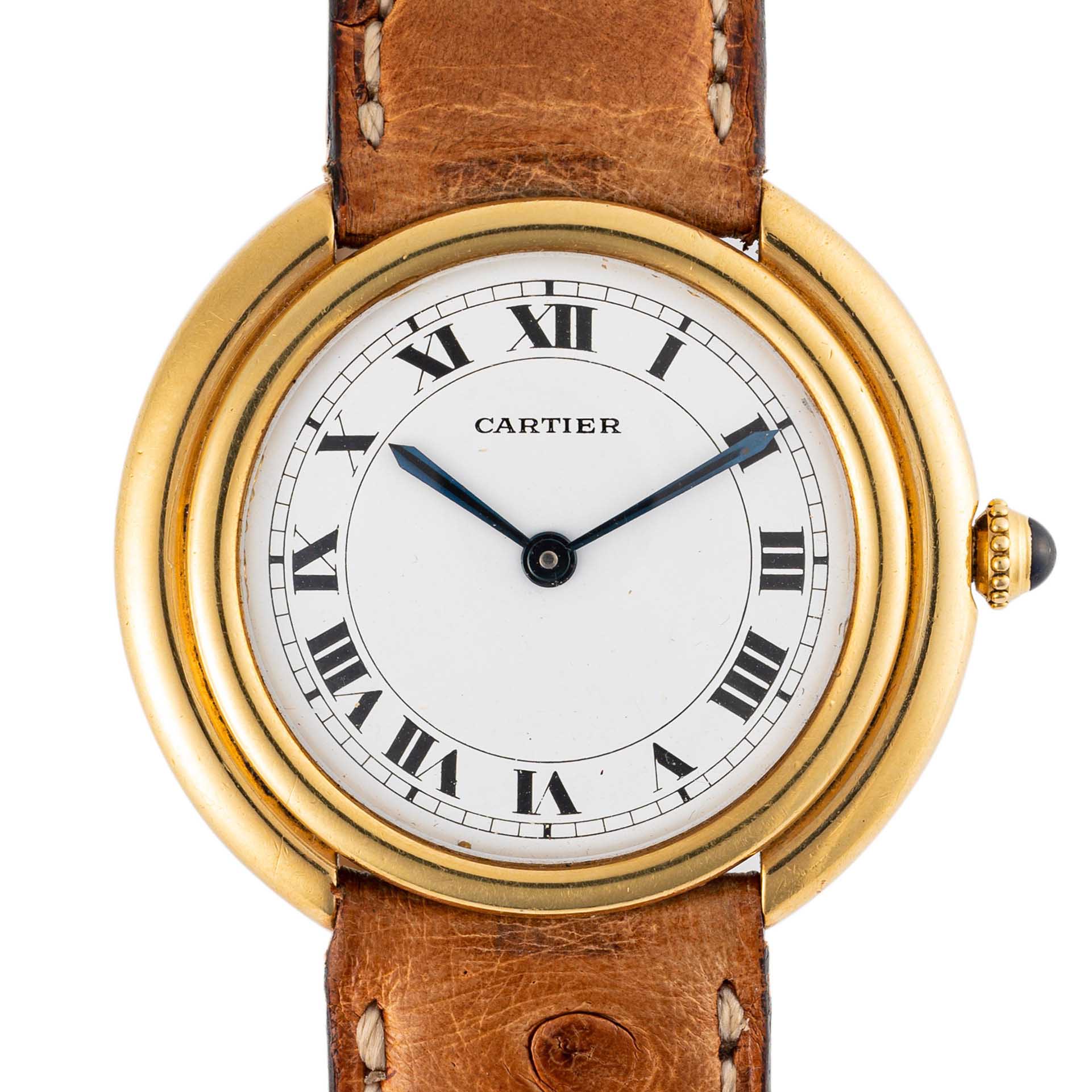 A GENTLEMAN'S SIZE 18K SOLID GOLD CARTIER PARIS VENDOME AUTOMATIC WRIST WATCH CIRCA 1970s, REF.