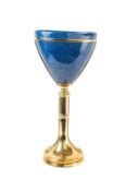 A SOLID SILVER & LAPIS LAZULI VASE CIRCA 1980s A single piece of lapis lazuli bowl mounted on a gilt