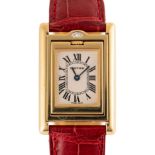 A RARE LADIES 18K SOLID GOLD & DIAMOND CARTIER TANK BASCULANTE WRIST WATCH CIRCA 2000s, REF. 2480