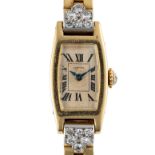 A RARE LADIES 18K SOLID  GOLD & DIAMOND CARTIER TONNEAU ALLONGEE BRACELET WATCH CIRCA 1930s