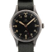 A RARE GENTLEMAN'S STAINLESS STEEL ROYAL RHODESIAN AIR FORCE MILITARY OMEGA PILOTS WRIST WATCH CIRCA