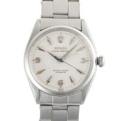 A GENTLEMAN'S SIZE STAINLESS STEEL ROLEX OYSTER PERPETUAL BRACELET WATCH CIRCA 1957, REF. 6564