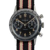 A GENTLEMAN'S STAINLESS STEEL FRENCH MILITARY DODANE TYPE 21 PILOTS FLYBACK CHRONOGRAPH WRIST
